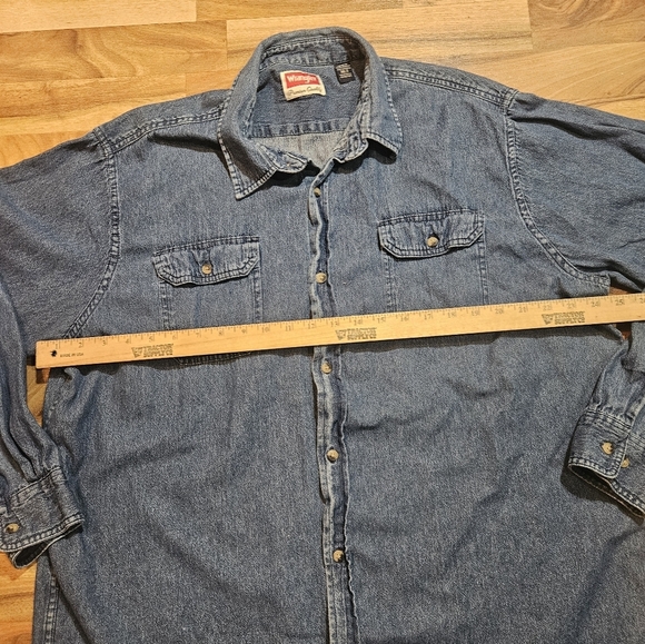 Wrangler Western Shirt Mens XLT Denim Button Up Pocket Long Sleeve Rodeo - Picture 5 of 9